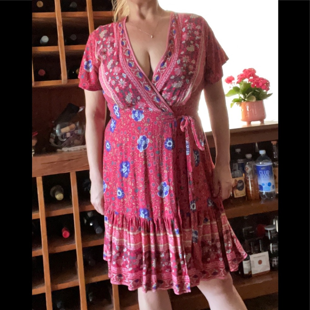 Summer Wrap V Neck Bohemian Floral dress - Picture 3 of 4